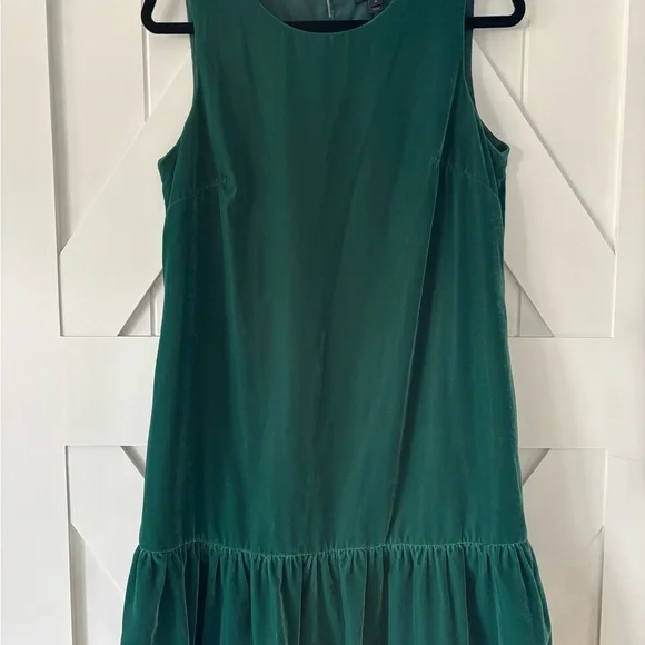J. Crew Green Velvet Mini Dress - Picture 2 of 7